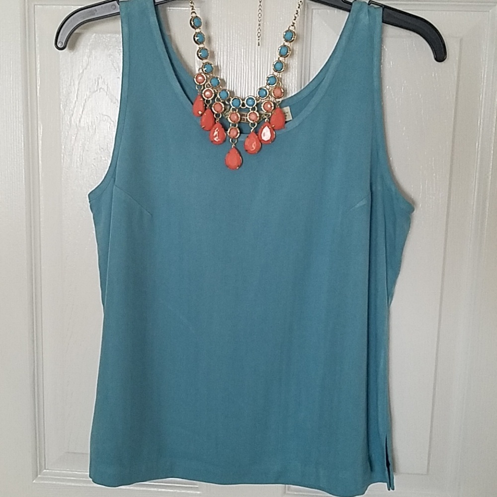 Tommy Bahama, 1-13, Teal sleeveless top, Size S